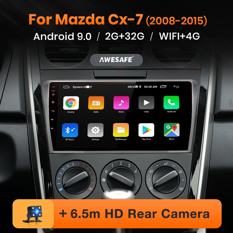 AWESAFE PX9 для Mazda Cx 7 cx7 cx 2008 2013 2014 2015 Автомобильный мультимедийный видео плеер GPS No 2 din