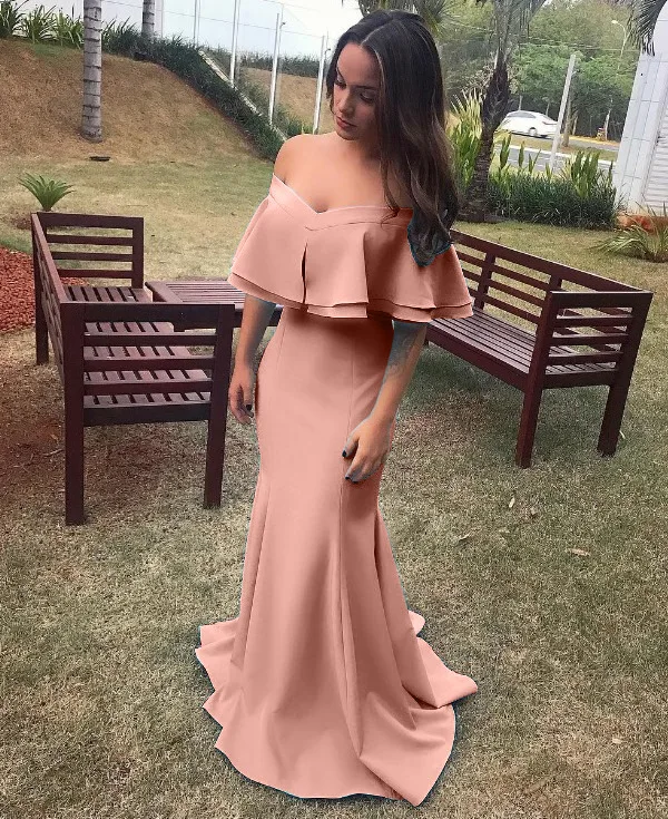 

Linglewei New Spring and Summer Women's Dress New foreign trade dress popular sexy one word shoulder bag hip dress long dress