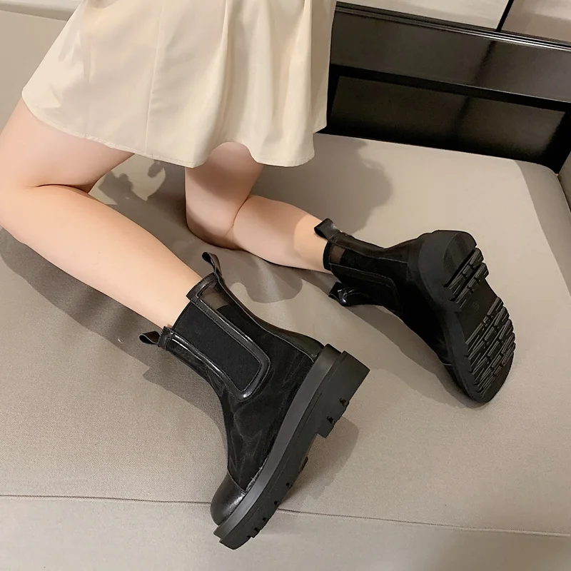 

Mesh thick-soled Martin boots summer thin women's short sandals leather hollow sandals high net boots