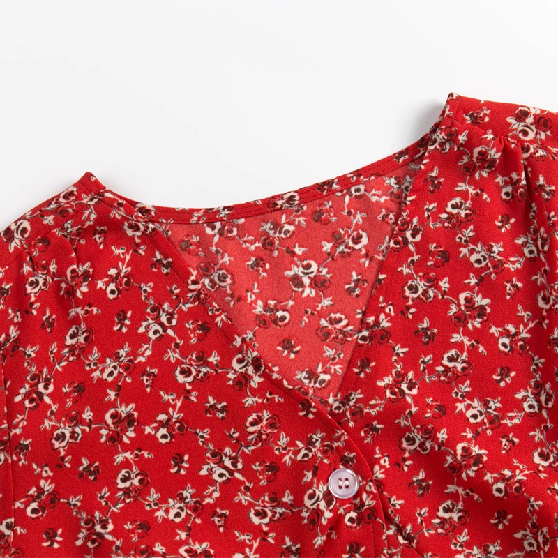 Женская Повседневная рубашка летняя приталенная с V-образным вырезом и длинным