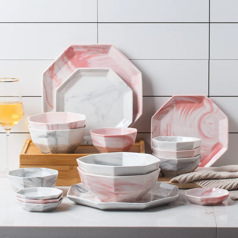 Marbling посуда креативная фруктовая Салатница керамическая тарелка для
