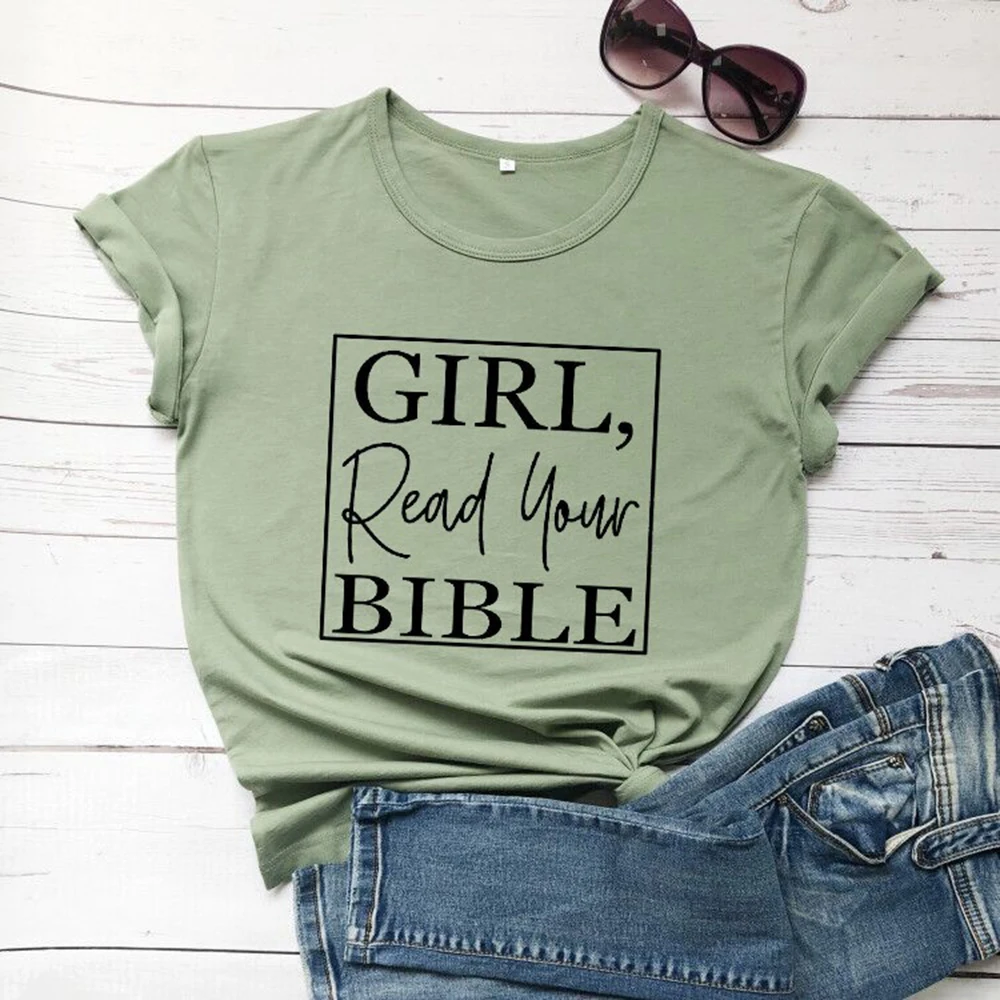 

Gril,read your bible christian t shirts women funny letter slogan pure 100%cotton casual religion slogan grunge tumblr tees tops