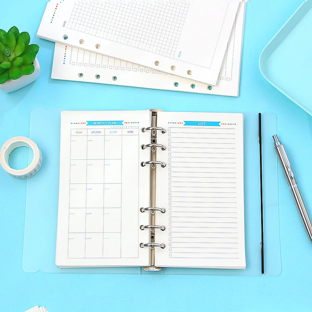 6 Holes Spiral Planner Refill Inner Paper Diary Weekly Monthly Plan To Do List Colorful Page for A6/A5 Loose Leaf Notebook | Канцтовары