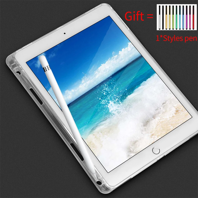 Прозрачный чехол с держателем карандаша для нового iPad Air 2 1 Pro 9,7 дюймов резиновый Прозрачный чехол для планшета Мягкий силиконовый чехол
