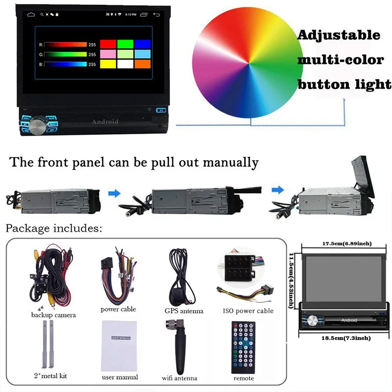 Универсальный автомобильный радиоприемник 1Din ОЗУ 2 Гб Android 9 0 сенсорный экран 1080P