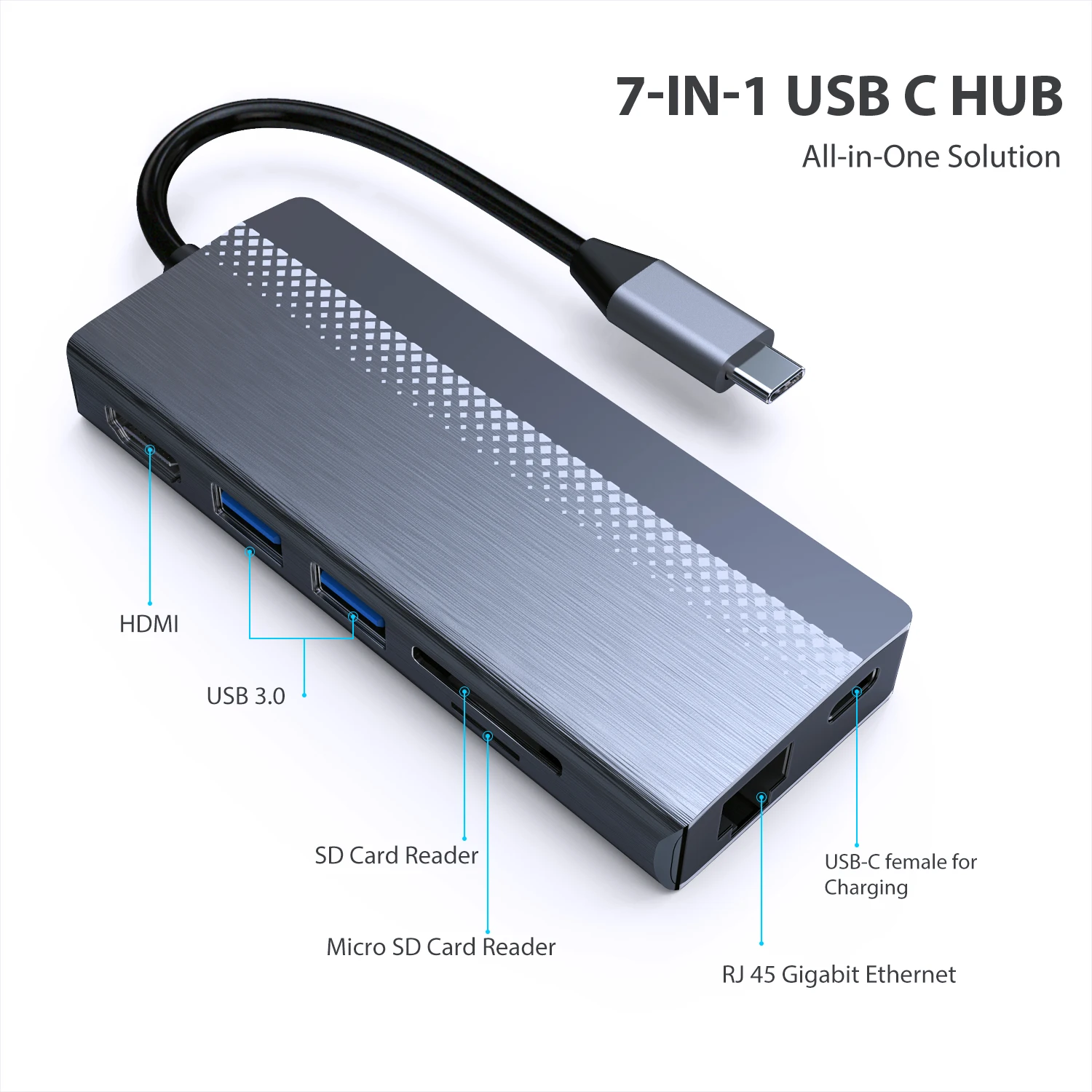 Usb хаб 7 в 1 для мульти USB 3 0 4K HDMI 1000M C PD Rj45 адаптер разветвитель SD/TF кардридер type