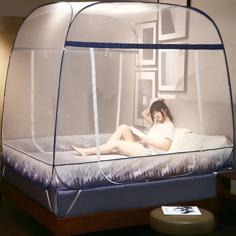 Large Space Mosquito Net Adult Bedding Tent Three-door Insect Repellent Netting Double Bed Mesh Canopy Yurt Curtain For Adults | Дом и сад