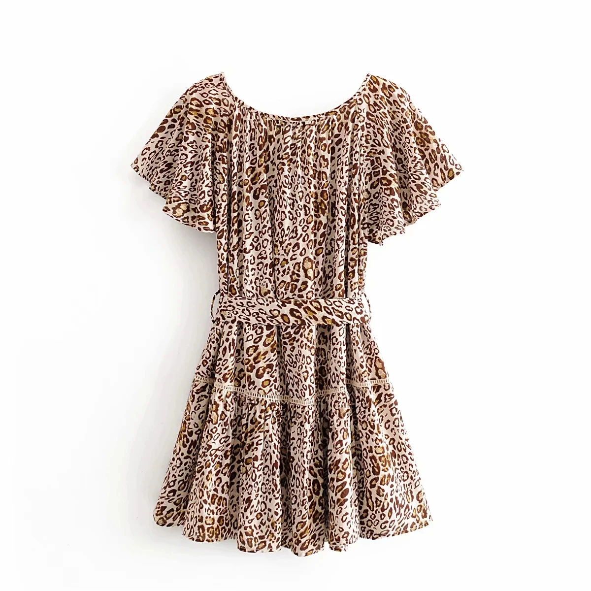

Summer 2020 Vintage Leopard Dress boho Causal o neck short sleeve mini dress women korean sexy leopard print dress streetwear