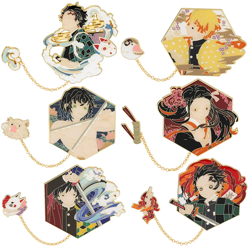 

C458 Japanese Anime Icons Manga Demon Slayer Badge Cool Cute Enamel Pins Custom Brooches Lapel Jewelry Friends Kids Gift