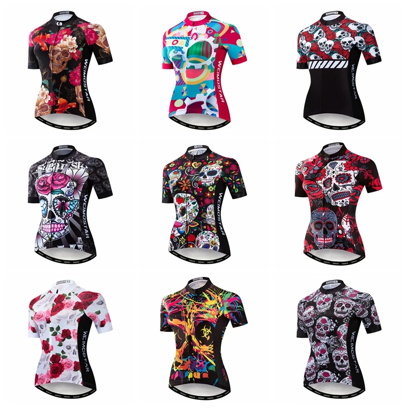 

2020 New Summer Women's Cycling Jersey Skull Bicycle Clothing Maillot Ciclismo MTB Bike Jersey Road Cycling Shirt For Women