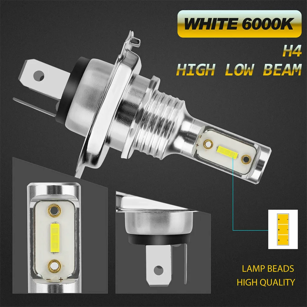 

2pcs H4 LED 8000LM Car Headlight Bulbs Accessories Conversion Kit Super High/Low Beam 6000K White IP68 For Car Lights Bults