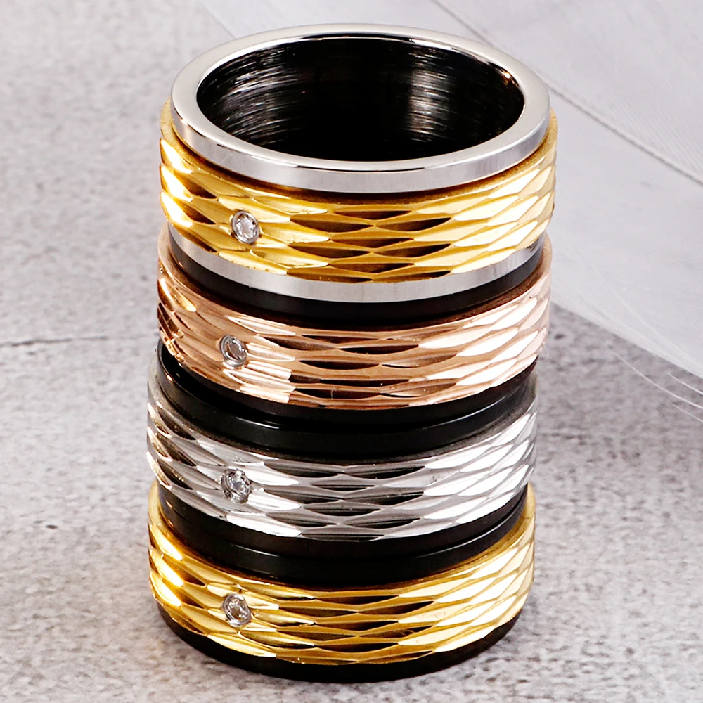 Кольцо из нержавеющей стали 8 мм в ширину никогда не выцветает розовое золото