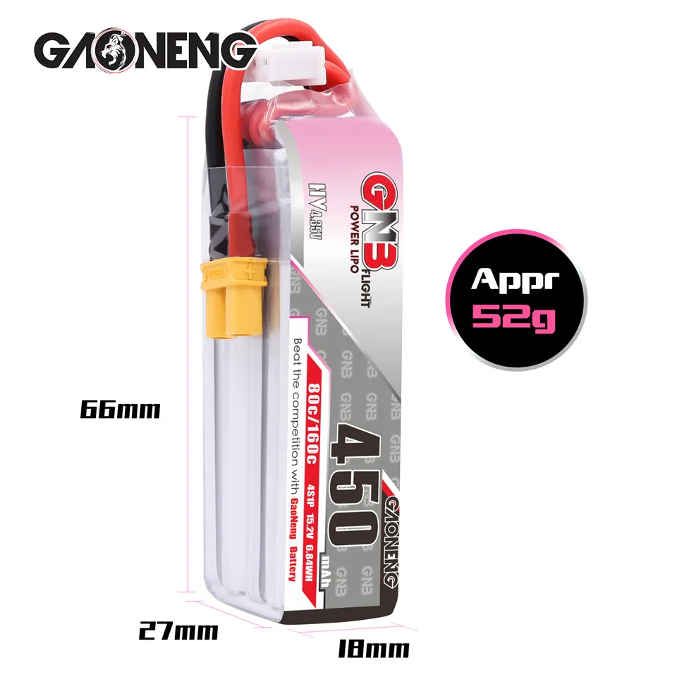 GAONENG GNB 4S 15 2 V 450mAh 80C Lipo Battery XT30 Plug Connector для RC FPV Racing Drone Quadcopter Frame Kit Запасные части |