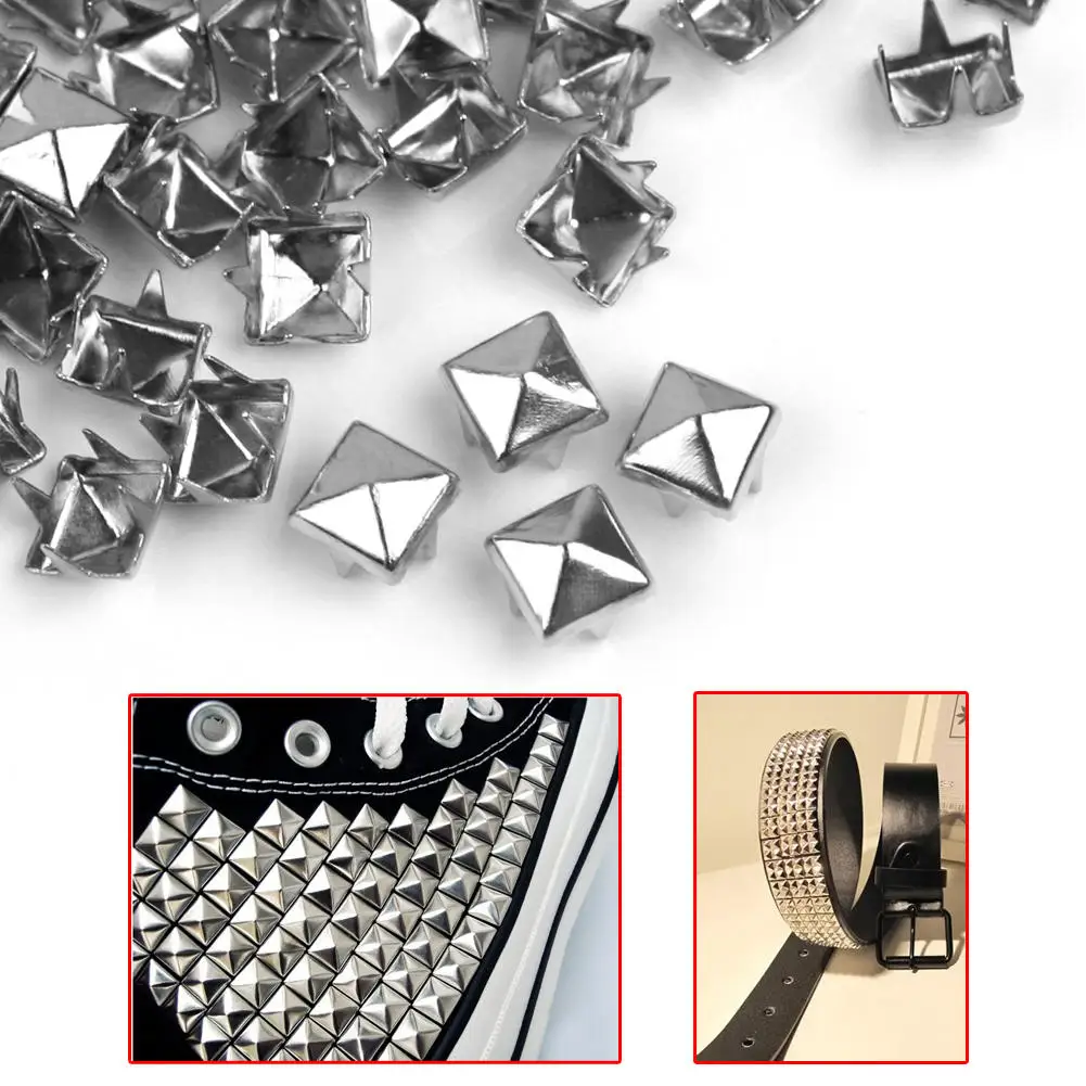 

100pcs/Lot Rock Punk Silver Tone 6mm Tiny Pyramid Studs Spikes Rivets Spots for DIY Leathercraft Shoes Belt Bag Decorations New