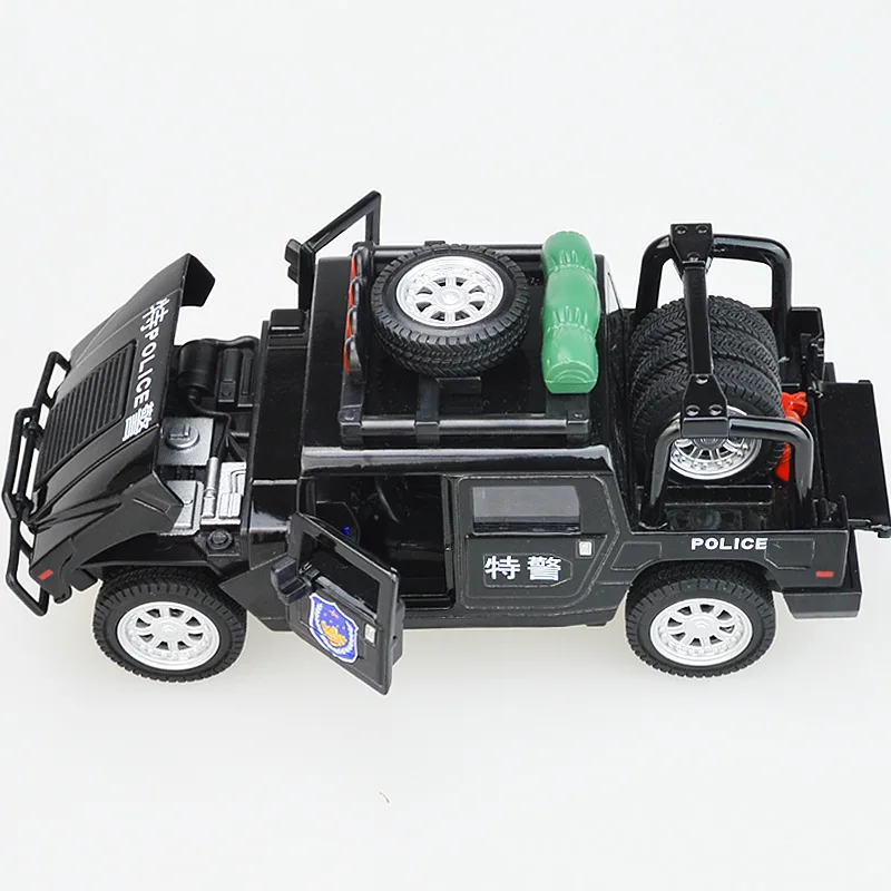 1:32 высокий симулятор Hummer Swat полицейский автомобиль внедорожник со звуком и