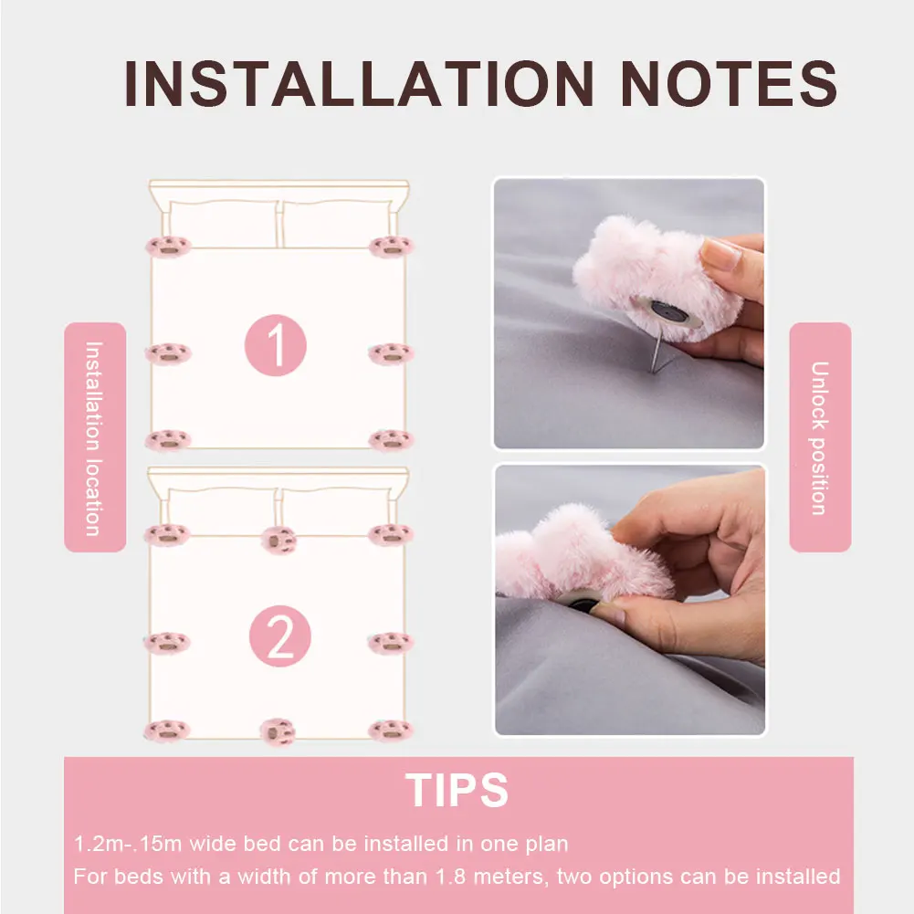 

8pcs/set Lovely Rabbit Claw Shaped Quilt Holder Straps Suspenders Mattress Cover Clips Bed Sheet Anti-slip Grippers