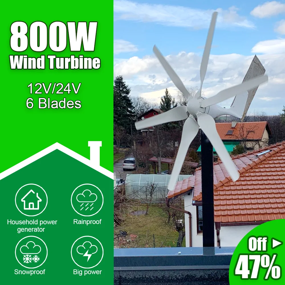 

PL,ES,RU Warehouses 400W 600W 800W 3/5/6 Blades Windmill 12V 24V Small Wind Turbine Generator For Home Farm Street Lamps