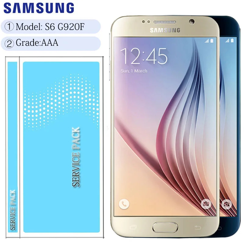 Синий белый золотой Небесно-Голубой 5,1 ''ЖК-дисплей с рамкой для SAMSUNG Galaxy S6 дисплей G920 G920F кодирующий преобразователь сенсорного экрана в сборе