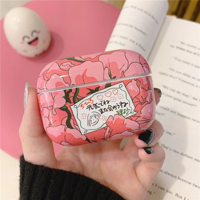 

For Airpods 1 2 Pro 3 Luxury Flower Rose Anime Case Soft Back Cover Japan Style Delicate Accessories Wireless Bluetooth Coque