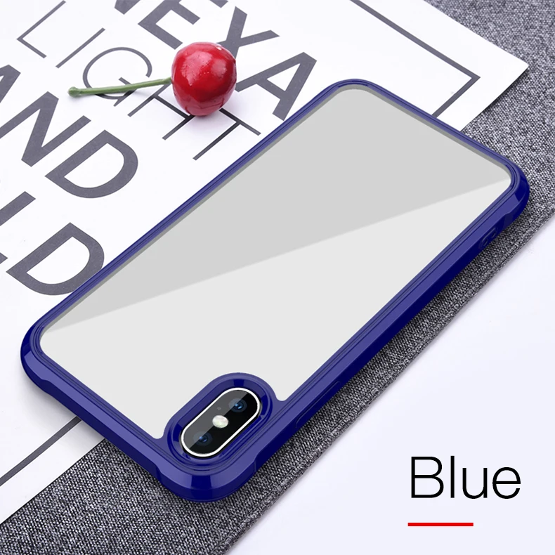 blue Задняя крышка с защитой от мягкого края для чехол на айфон 11.Прозрачная капля чехол на айфон 7 Для iPhone X XR XS MAX чехол на айфон 8 - Цвет: blue