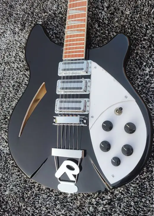 

High quality 6-string ricken 360 electric guitar, black lacquer body with finger inlay, free delivery, customizable