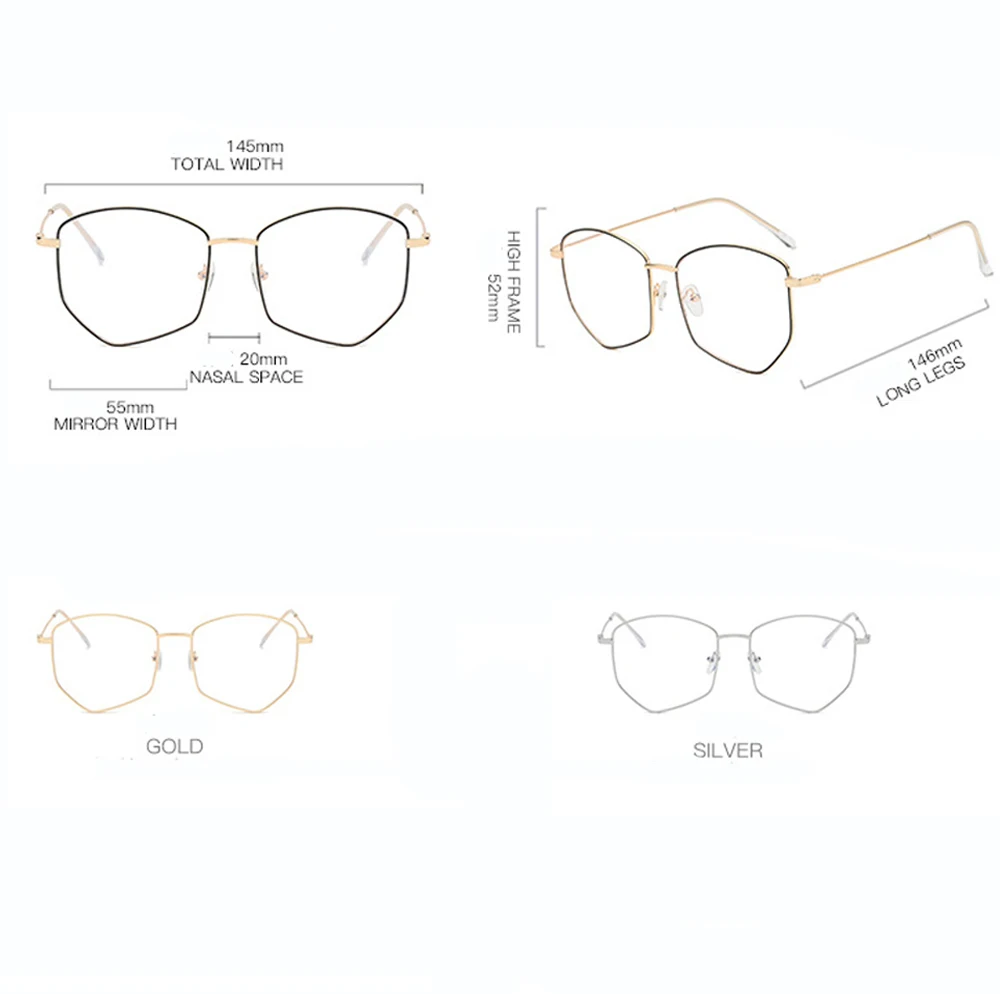 

Oversized Men Women Polygon Full-rim Ultralight Eyeglasses Frame Can Custom Made with Myopic -1 To-6 and Presbyoic +1 to +4