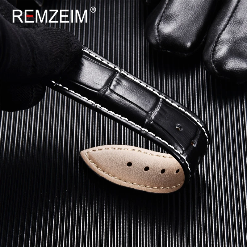 

REMZEIM Universal Genuine Leather Watch Bands 18mm 20mm 22mm 24mm Women Men Cowhide Watch Bands Bracelet Strap + Tool