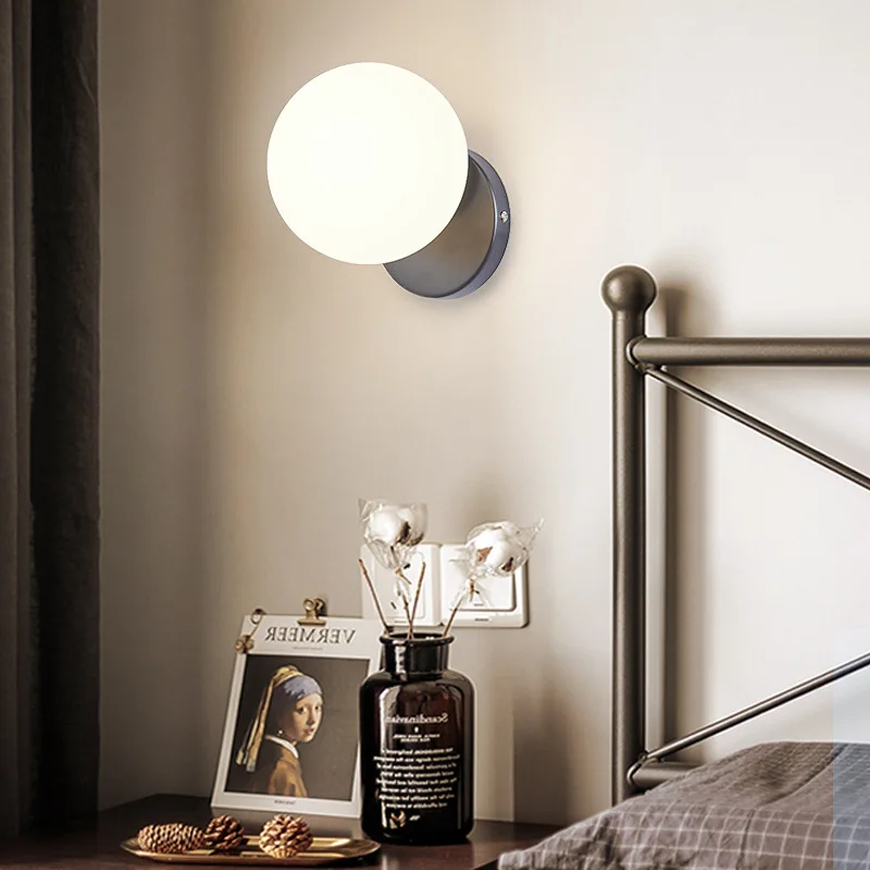

Nordic Modern Gold LED Wall LampsGlass Ball Lighting Fixture Sconces Living Bedroom Bedside Kitchen Dining Indoor Decor Lights