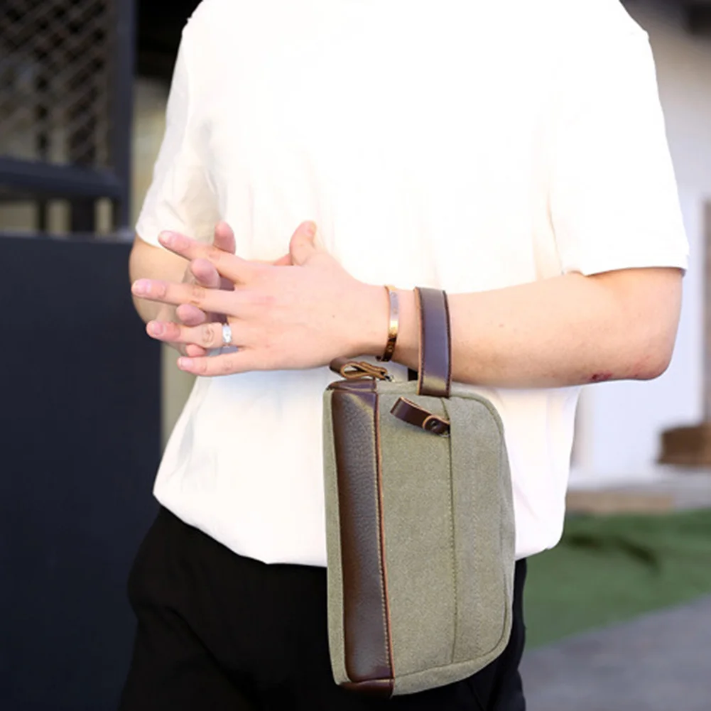 Мужская Дорожная сумка для туалетных принадлежностей Холщовый кожаный