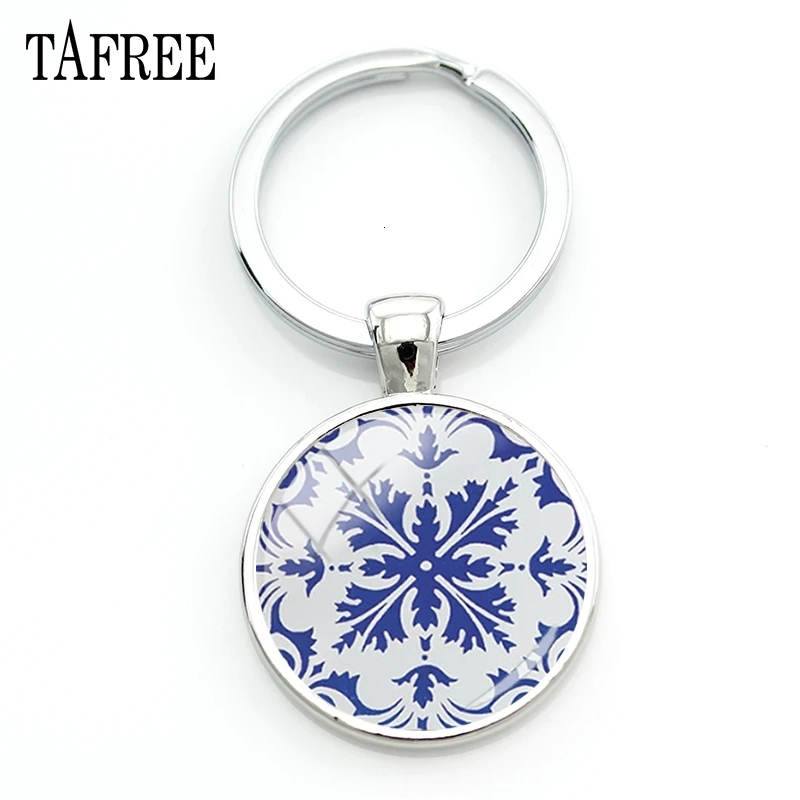 TAFREE Azulejo португальский Графический брелок геометрический португальский брелок Винтажный Классический персонализированный автомобильный брелок ключевые ювелирные изделия AP23