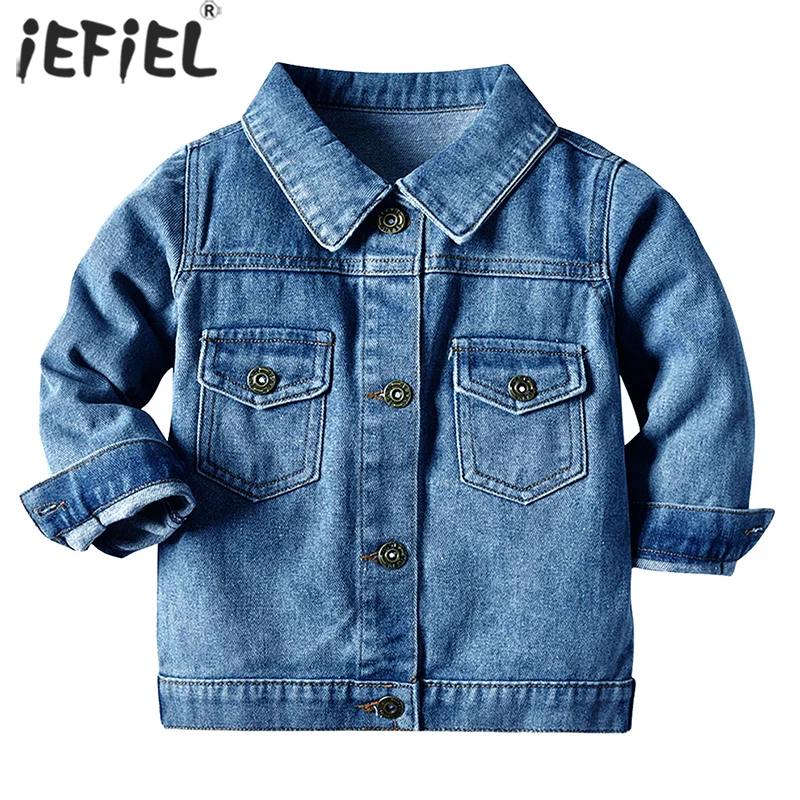 Синие джинсовые куртки для мальчиков и девочек детское джинсовое пальто детская