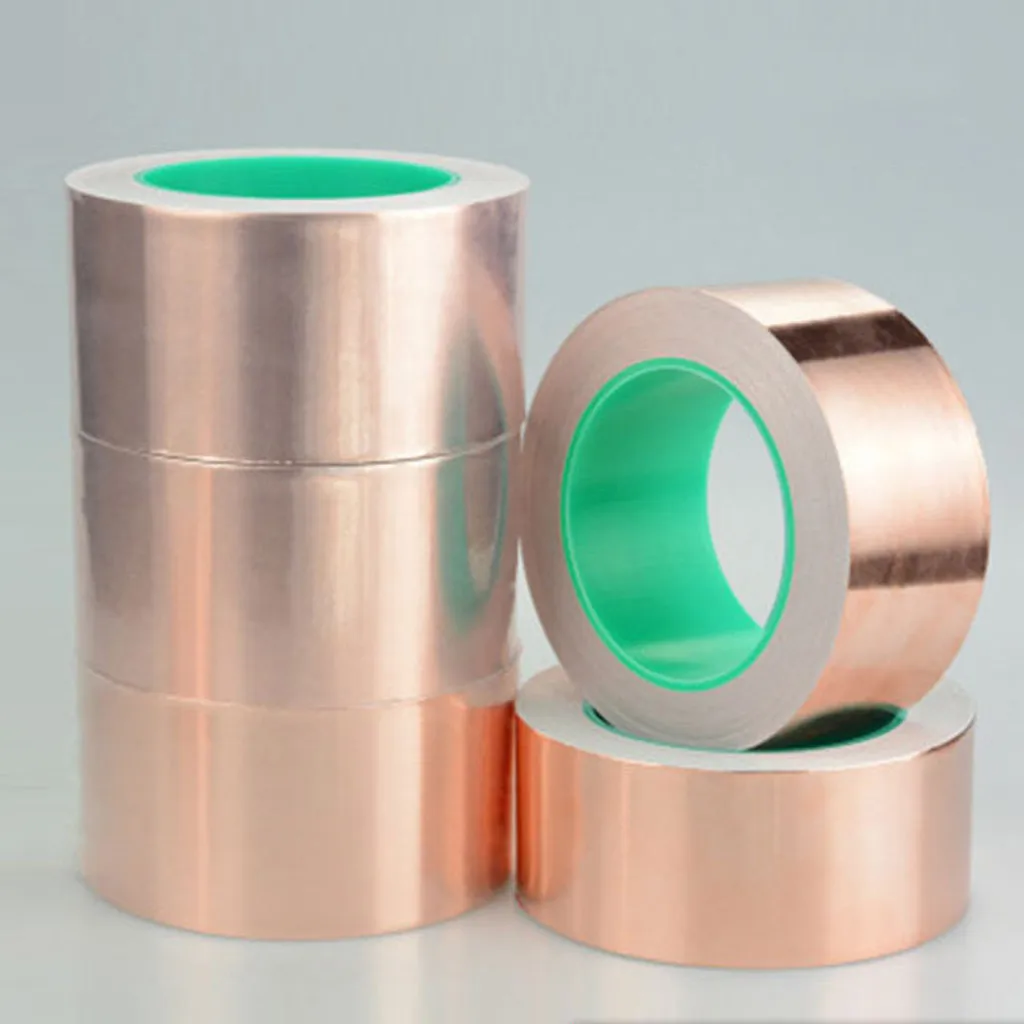 Проводящая медная лента фольга изоляционная клейкая самоклеящаяся 30 метров X 50
