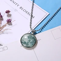 new fashion glow in the dark moon planet glass pendant necklace charm chain luminous jewelry women party gifts