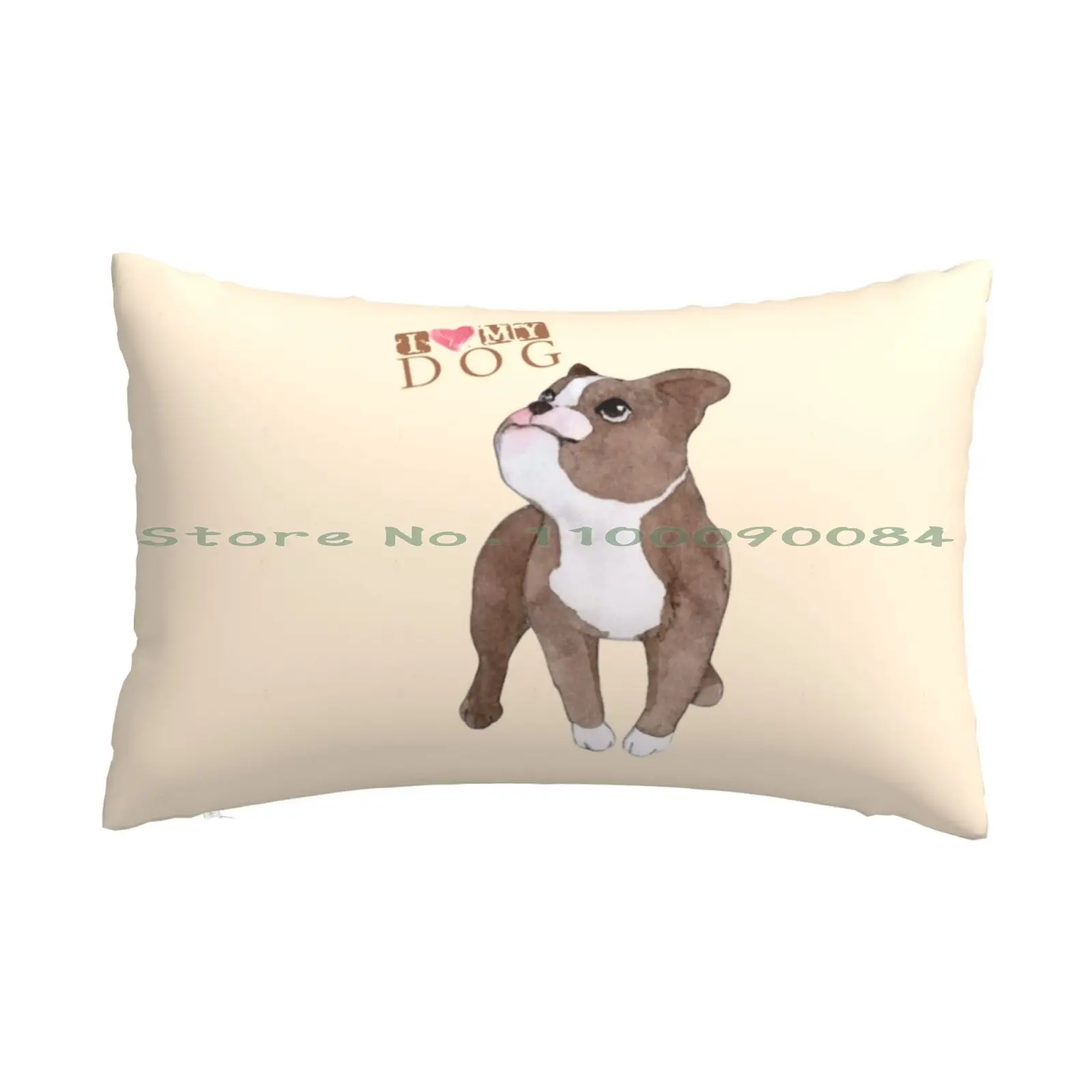 Подушка Boston Terrier I Love My Dog размеры 20x30 размер 50*75 с логотипом меливля миллионамеров