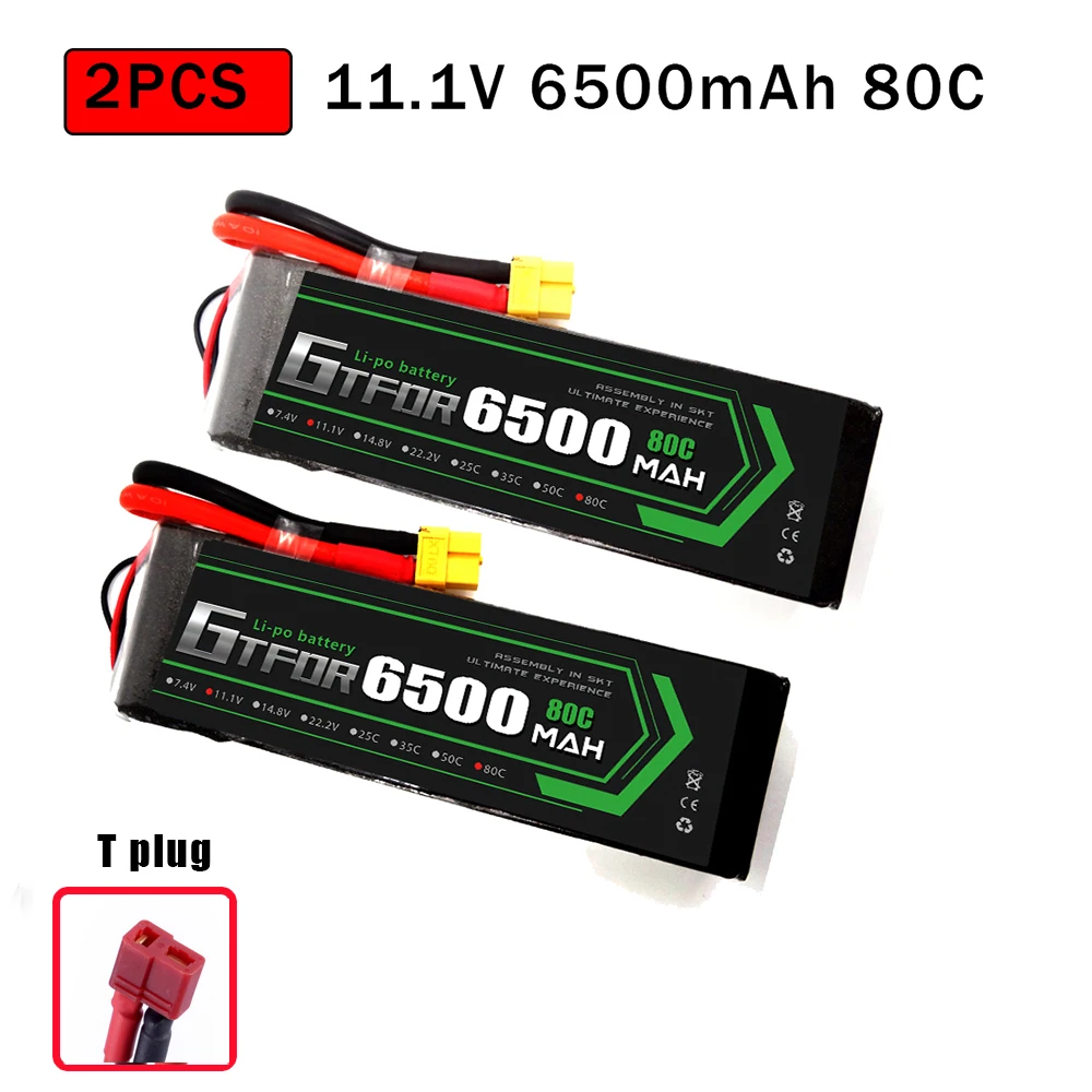 2PCS6500SOFTDEANS GTFDR 2 шт. RC батарея Lipo 7,4 V 11,1 V 2S 3S 6000MAH 6500MAH 6200MAH 7000mah 50C 60C 80C 100C 120C для RC Stampede автомобильный Дрон - Цвет: 2PCS6500SOFTDEANS