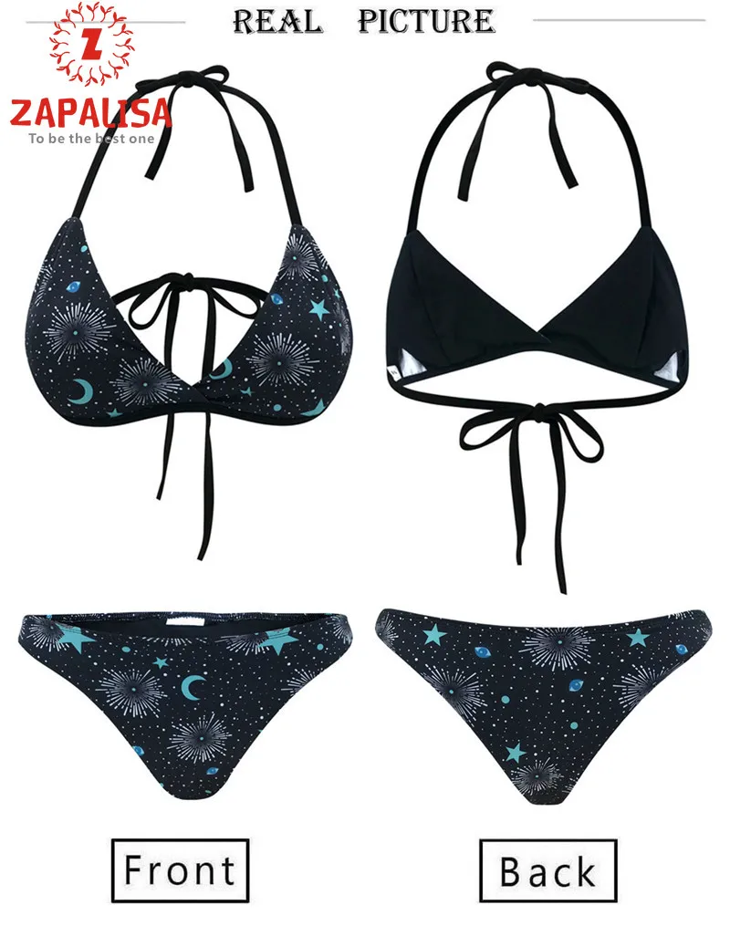 Zapalisa/Модный комплект бикини со звездным принтом из 2 предметов летняя пляжная