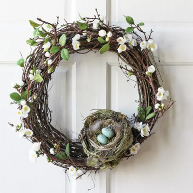 

6-20cm Easter Decoration Nature Rattan Bird Nest Easter Eggs Bird Cage Window Display Photography Props Happy Easter Party Decor