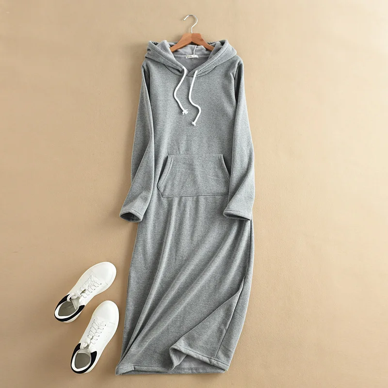 

2020 winter dress women's Plush thickened Hooded Sweater long skirt shows thin and slim temperament Long Sleeve Dress