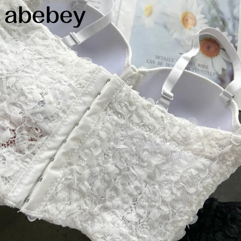 

Three-dimensional Flower Camisole Women Sleeveless Backless Bra Party Crop Tops Summer Sexy Off Shoulder Strap Y2K Top