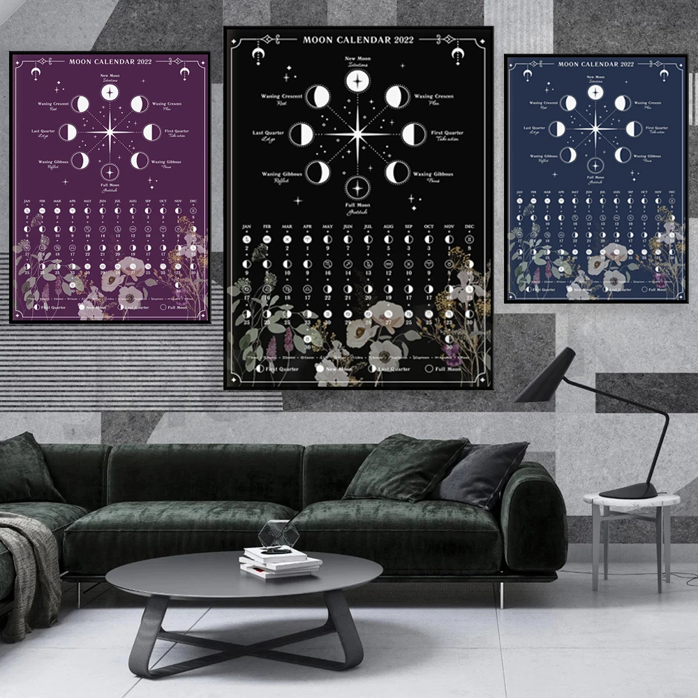 

Lunar Calendar 2022 Print-Moon Phase Cycle,Celestial Print, Mystical Moon And Flowers, Wellness, Moon Wisdom, Body Soul