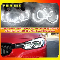 for bmw 3 series e90 e92 e93 m3 coupe and cabriolet 2007 2013 car styling high quality dtm style white crystal led angel eyes