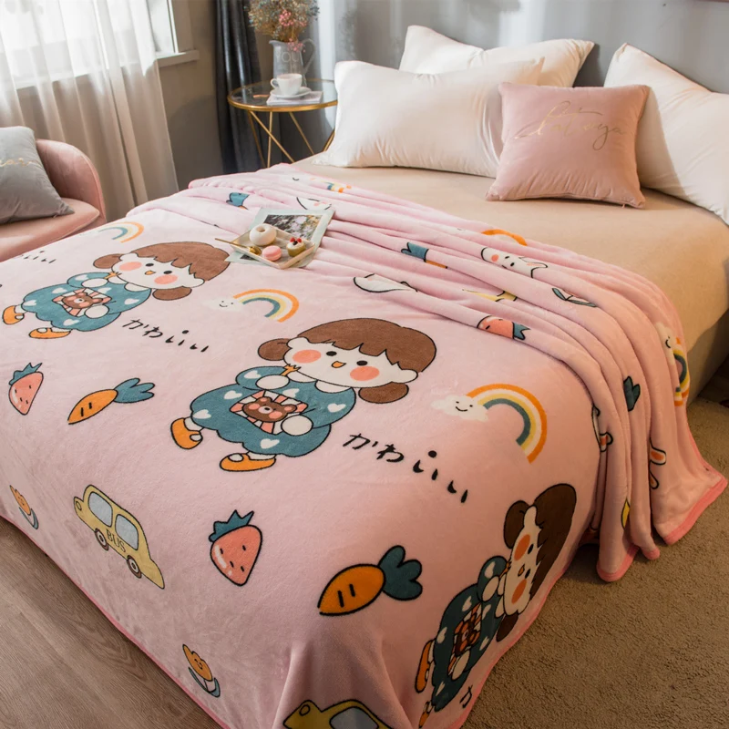 Коралловое флисовое двойное одеяло тонкое офисное фланелевое с кондиционером