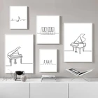 Настенная картина с изображением линий пианино, скандинавский музыкальный постер, ноты, Художественная печать, пианино, клавиши, минималистичные картины, декор для гостиной