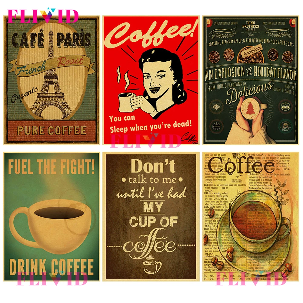 

Vintage Coffee Type Paris Cafe Beans Nordic Poster Wall Pictures For Living Room Wall Art Canvas Painting Home Decor Unframed