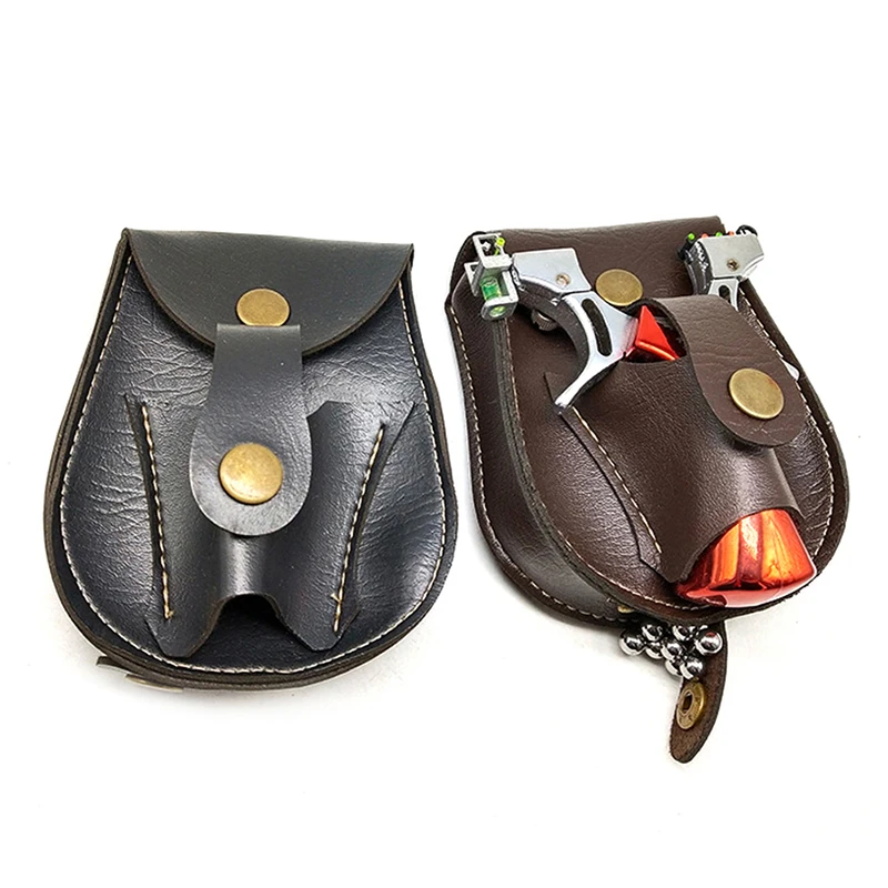 

Hot Sale PU Leather Hunting Camping Slingshot Holder Bag Easy Carry Slingshot Waist Case EDC Outdoor Catapult Tool 5.2*4.3CM