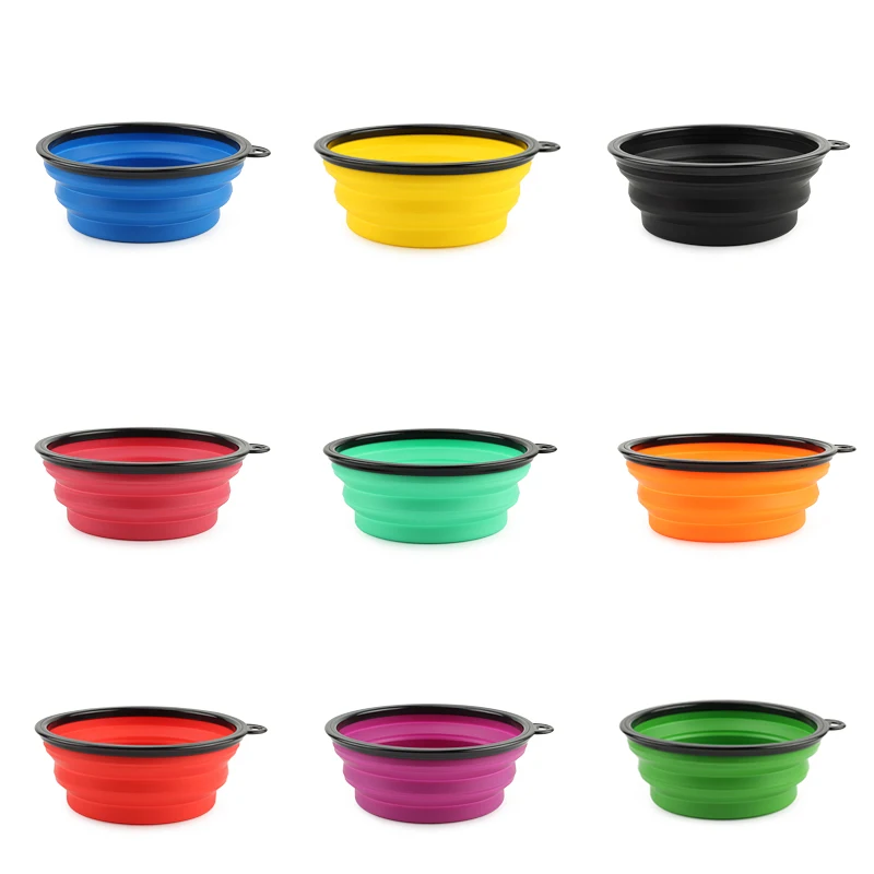 Портативная Складная Силиконовая миска для домашних животных кормушка собак и