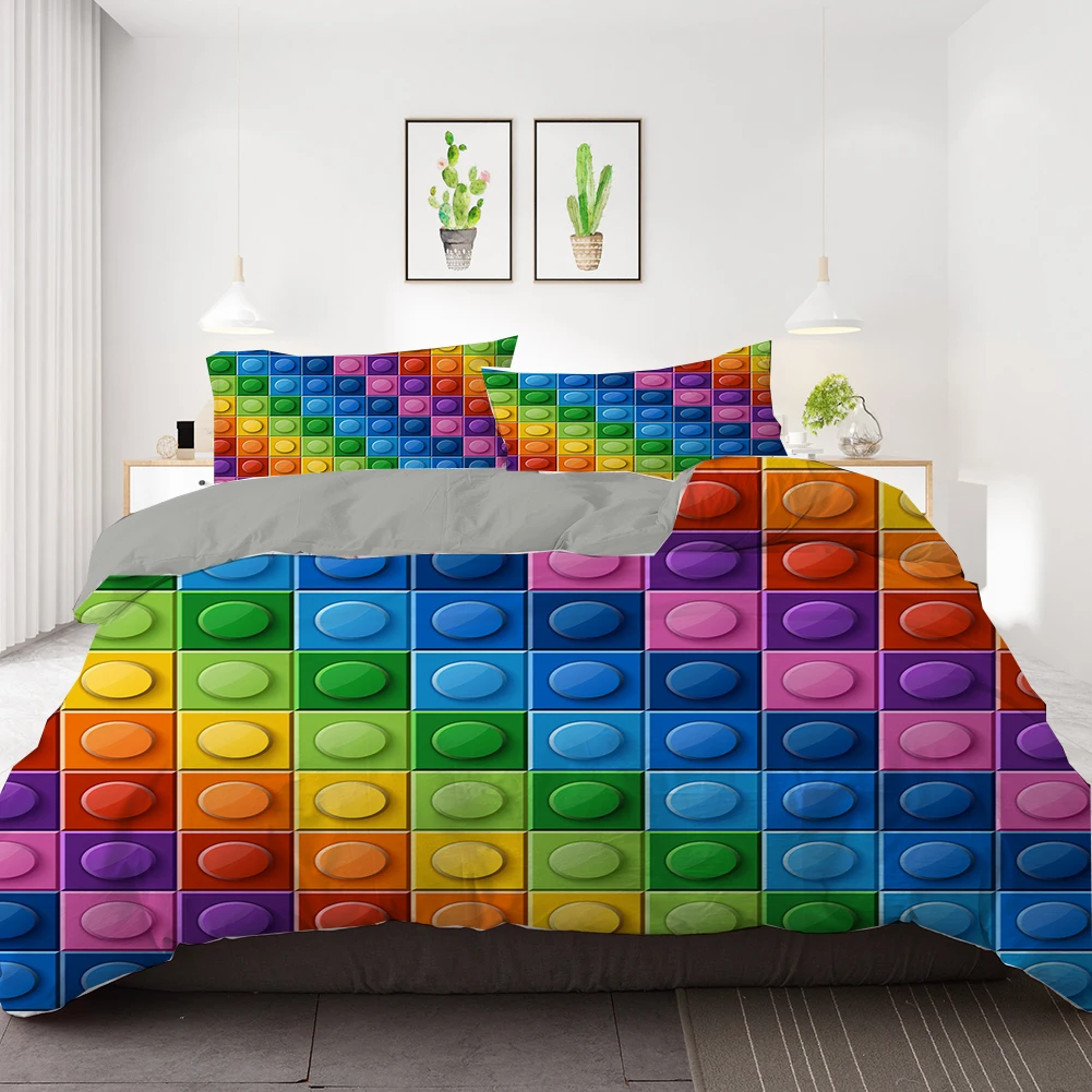 

ZEIMON Colorful Bedding Set 3D Print Stripe Duvet Cover with Pillowcase King Queen Single Size For Kids Teens Home Textiles