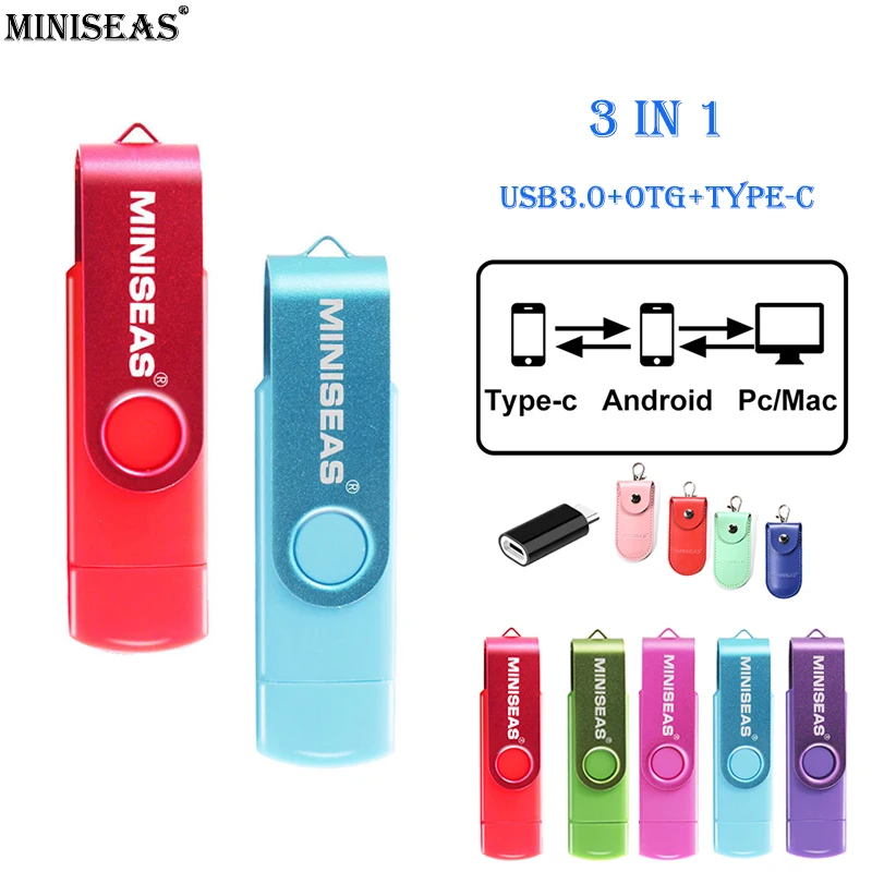 

Miniseas usb 3.0 OTG 64GB Pen Drive USB Flash Drive Type C External Storage Memory Stick 32GB 16GB Micro USB Stick Pendrive