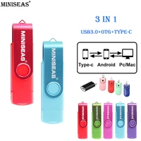miniseas usb 3 0 otg 64gb pen drive usb flash drive type c external storage memory stick 32gb 16gb micro usb stick pendrive