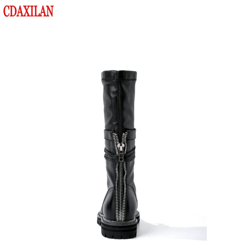 CDAXIALN/Новинка женские ботинки из натуральной коровьей кожи на низком каблуке